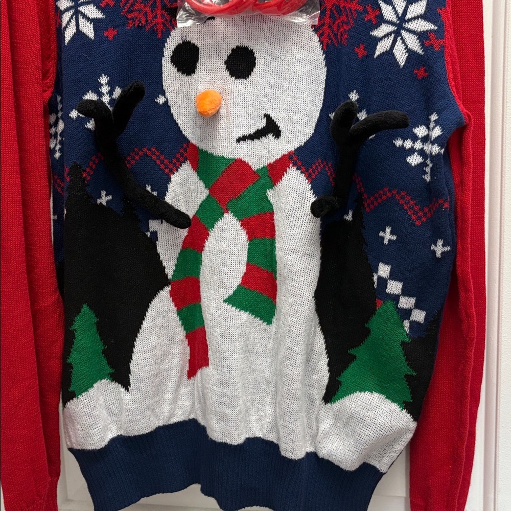 NWT Ugly Christmas Sweater Ring Toss Game Snowman Sweater Size Large - Picture 12 of 13